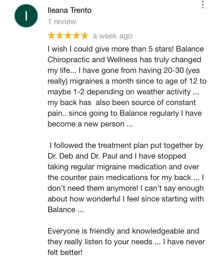 Balance Chiropractic and Wellness Center Patient Testimonial