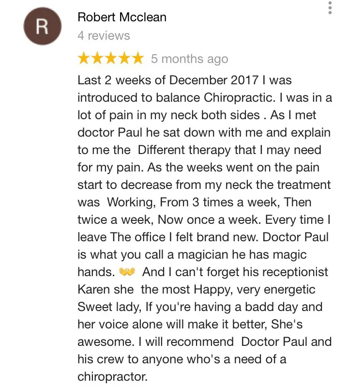 Balance Chiropractic and Wellness Center Patient Testimonial